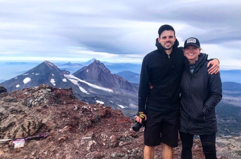 Katy and Steve Pelroy of Ecosystems transfer and recycling on the South sister mountain.