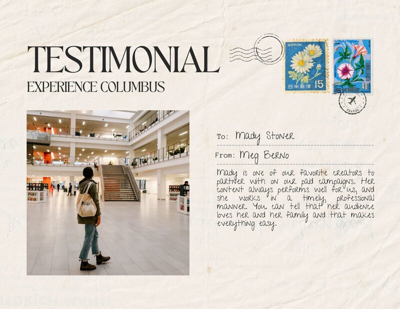 Testimonial from Experience Columbus for Mady Stoner.