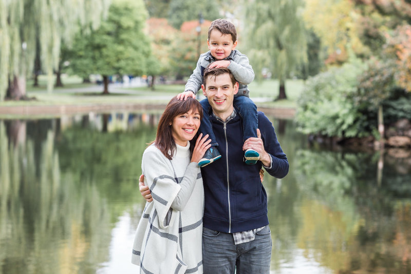 Family with young boy in the Boston Public Garden