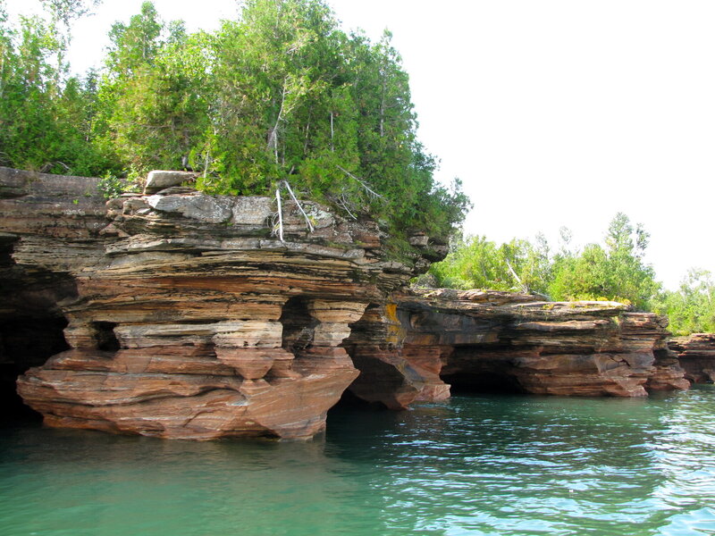 An intricate rock tunnel on the shores of Lake Superior.