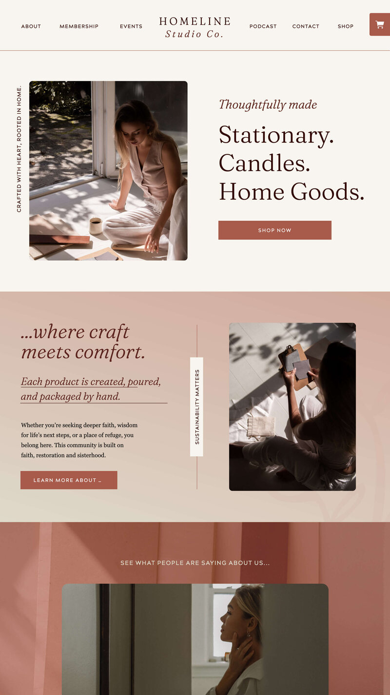 kimberly showit website template homepage design for coachhes and course creators