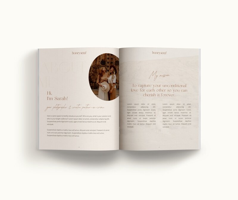 Boho pricing guide template for photographers Honey Seed 3