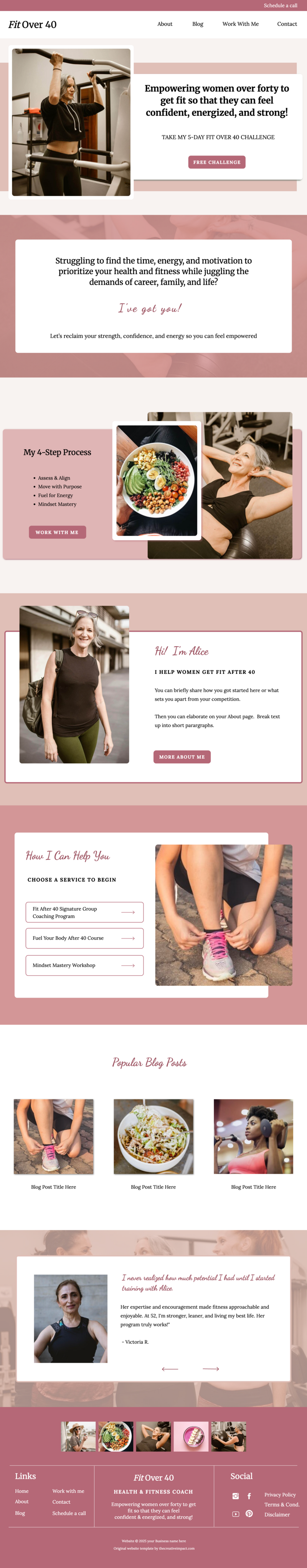 Preview of home page of showit template Lily Anne