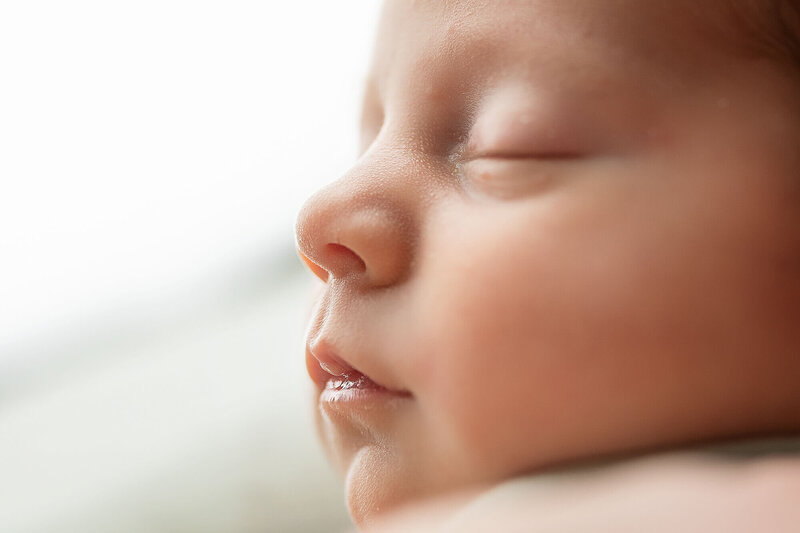 Tiny newborn profile close-up - professional newborn portraits MN.