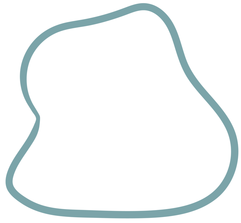 Graphic of a cutout dusty blue shape