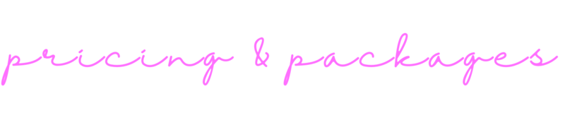 pricing and packages in cursive text