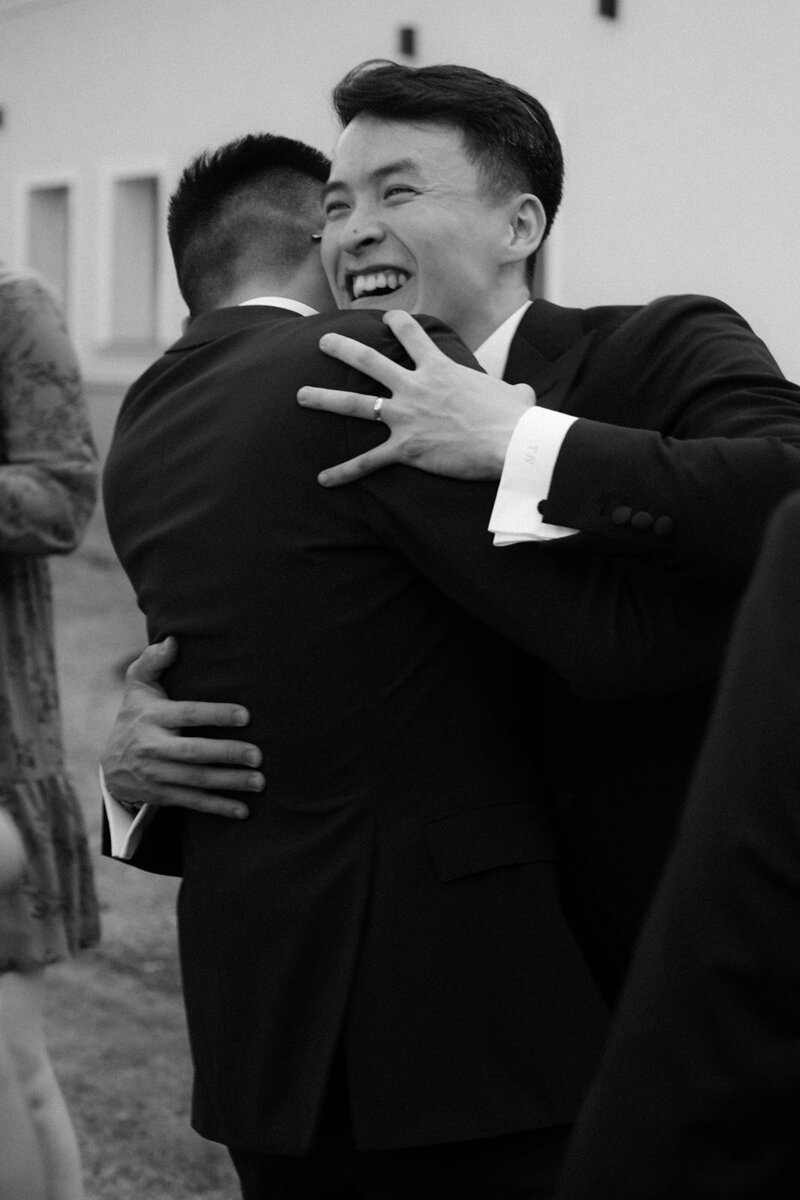 Luxury wedding in Europe – sophisticated bride in a modern wedding gown and groom in a timeless suit.