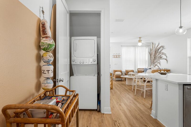 Convenient in-unit washer and dryer at Beach Cabana vacation townhouse, perfect for long stays in Panama City Beach and 30A rental escapes.