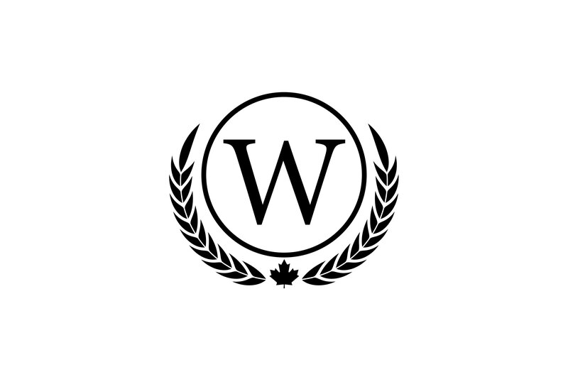 A Logo that features  a W inside of a circle and wreath