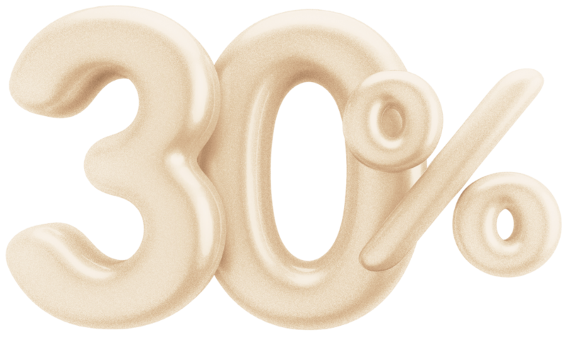 Image représentant le chiffre 30 avec le signe du pourcentage à côté pour indiquer que le montant de la commission est de 30%.