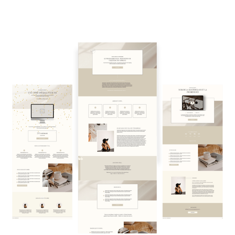 template tunnel de vente showit