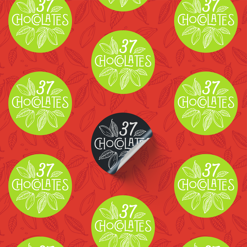 37 Chocolates Mock up2_Green pattern logo_square