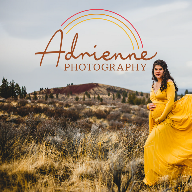 Logo laid over a photo of a pregnant woman wearing a yellow dress