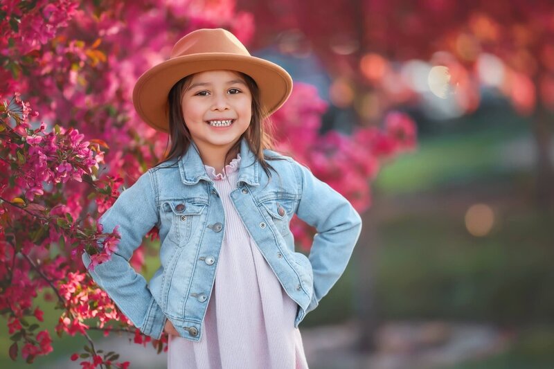 Gorgeous denver childrens photography session in the cherry blossoms.