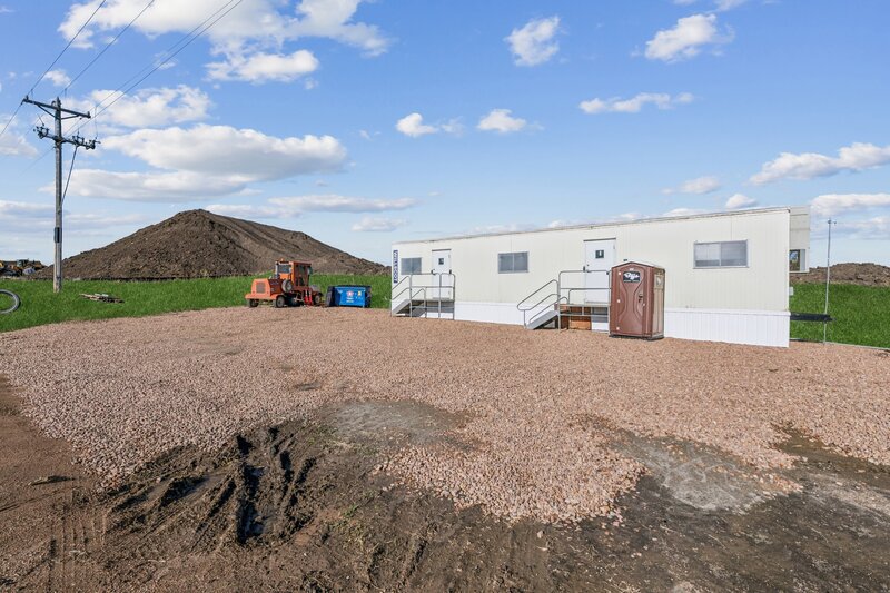 Temporary office trailer setup for construction compnay