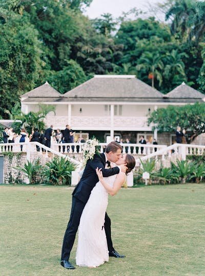 Destination wedding photo with tropical estate in background – Destination Wedding Photographer Seattle DC California