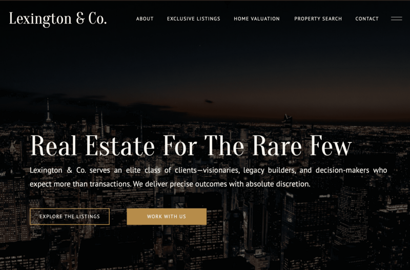 Lexington & Co. website and brand identity for elite real estate advisors.
