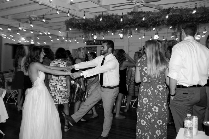 Bride and Groom dancing together at Bar Harbor reception | Taken by Maine Wedding Photographer