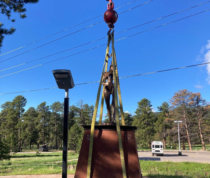 Art and sculpture installation by Mountainside Crane Service in Evergreen and Foothills