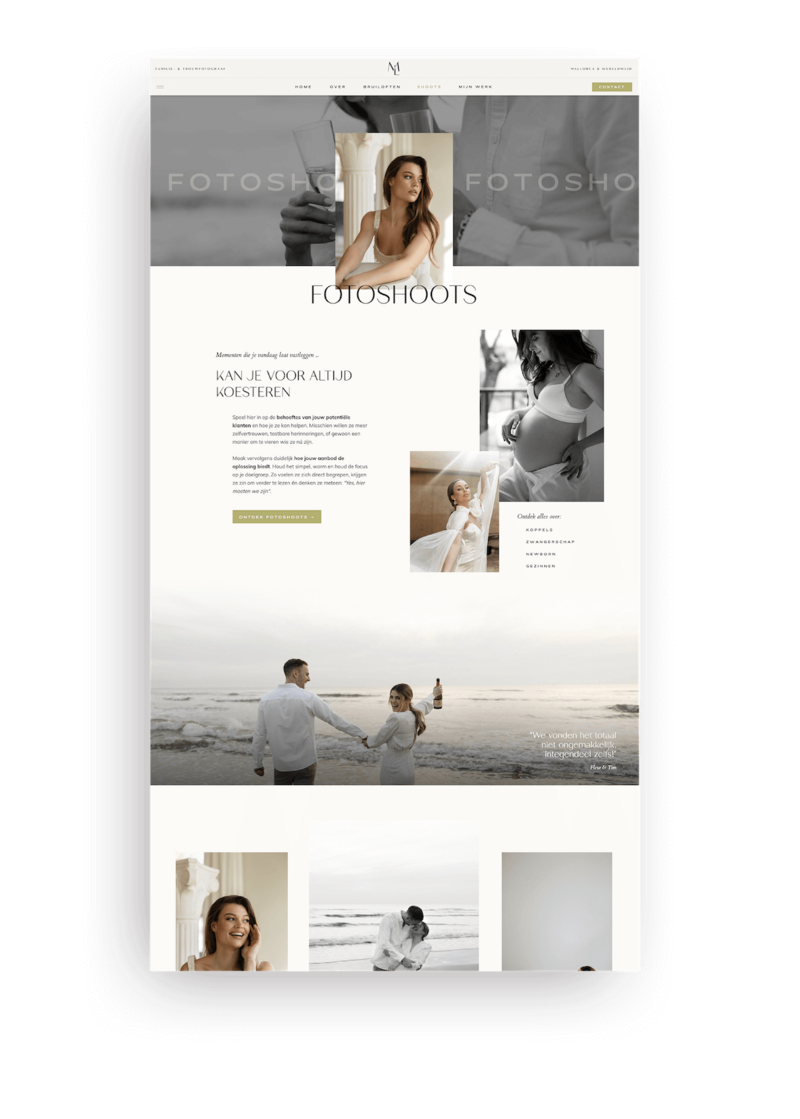 Showit website template voor trouwfotografen