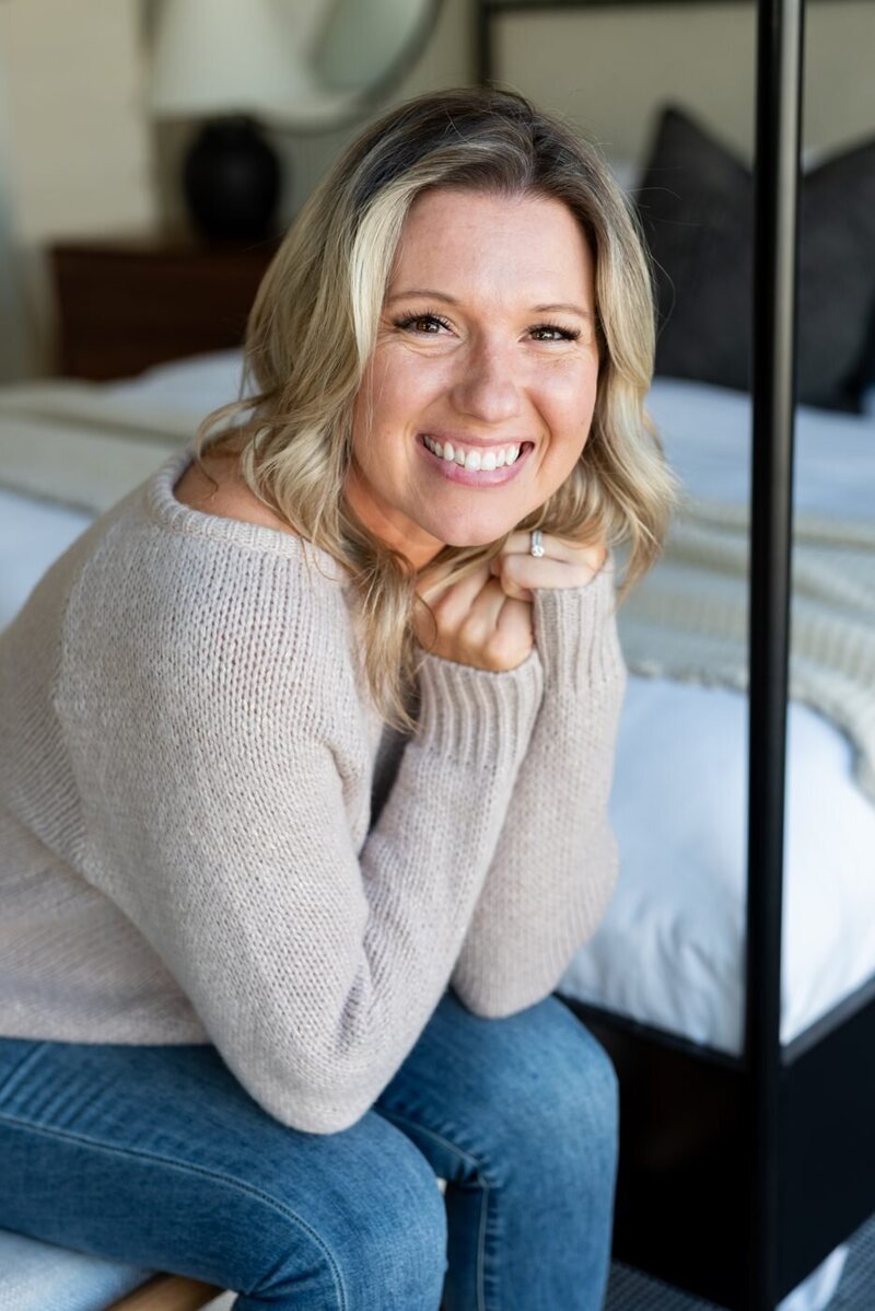 Tara Dunn smiling at home in the Phoenix, Arizona area