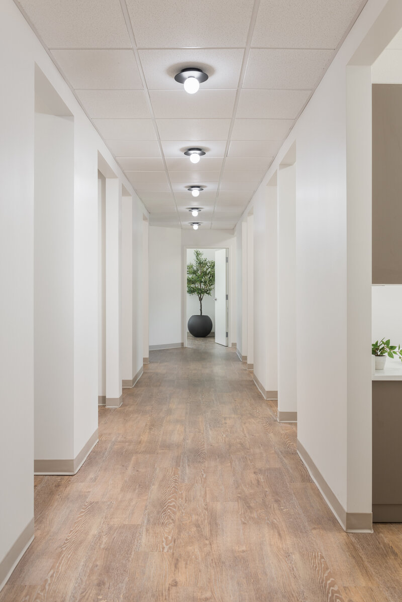 Office hallway at Smile St. Pete's Dentistry_Scarbro Design