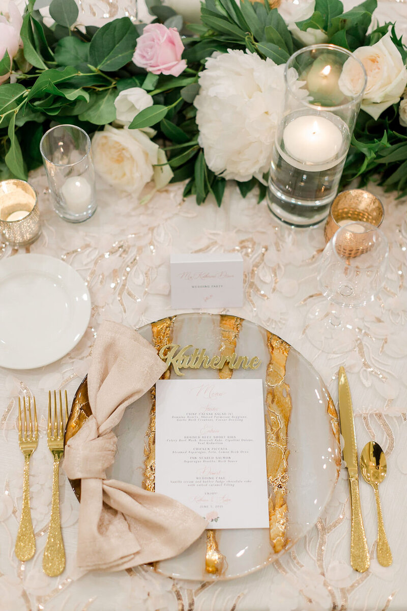 Swank Soiree Dallas Wedding Planner Katie and Austin - dinner tablesettings and cutlery