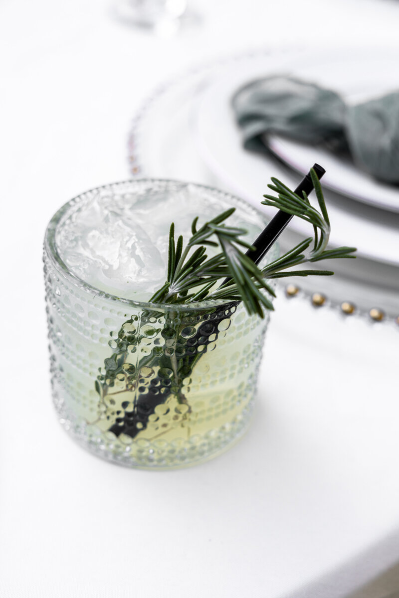 A custom gin cocktail for a bridal his and hers drink selection