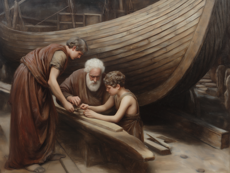u6883589682_ancient_times_an_elderly_man_carpentry_building_boa_5890ecc2-9bd9-4ed9-8761-8ed9308036bb
