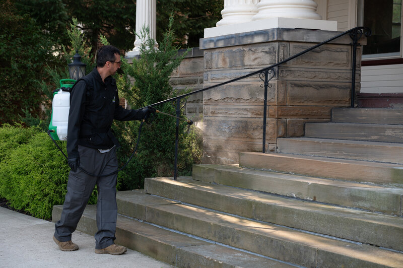 man spraying bug spray, branding session for jane osler photography