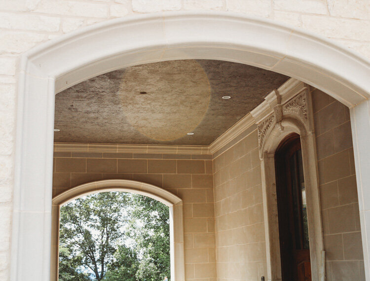 Detail of cast stone entryway surround