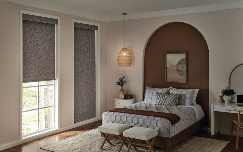 Custom shades in bedroom