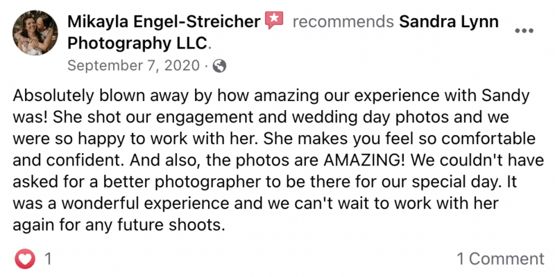 Screenshot of Sandra Lynn Photo testimonial