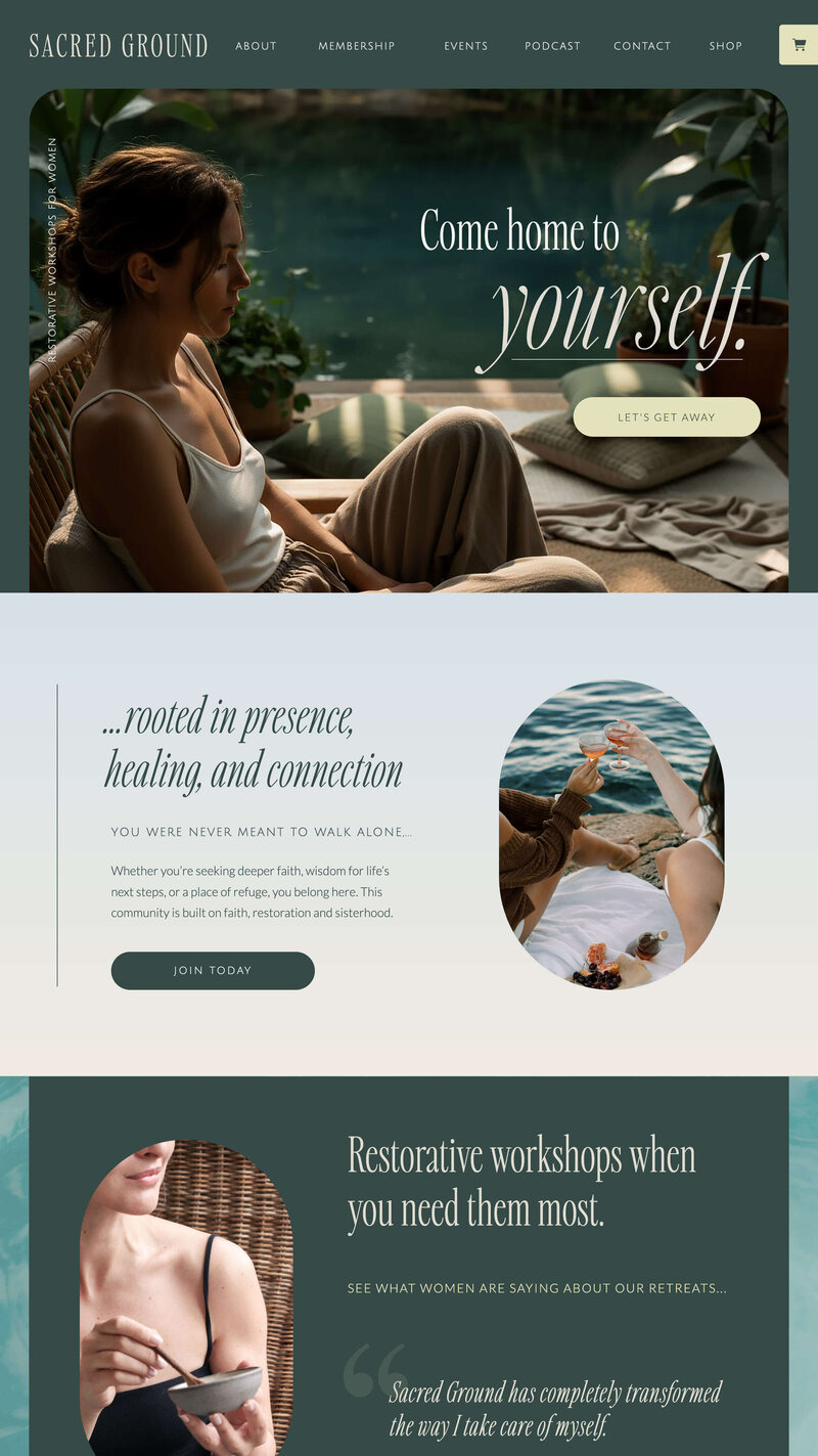 kimberly showit website template homepage design for coachhes and course creators