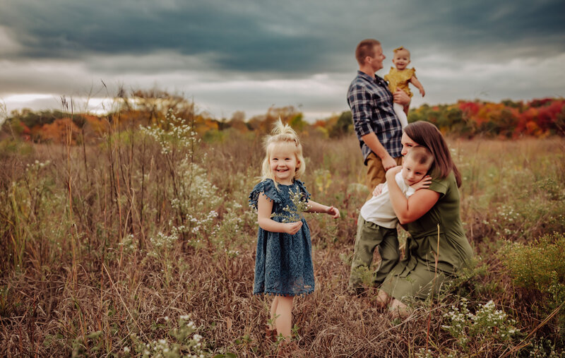 parents with kids on the field in Monclova Ohio