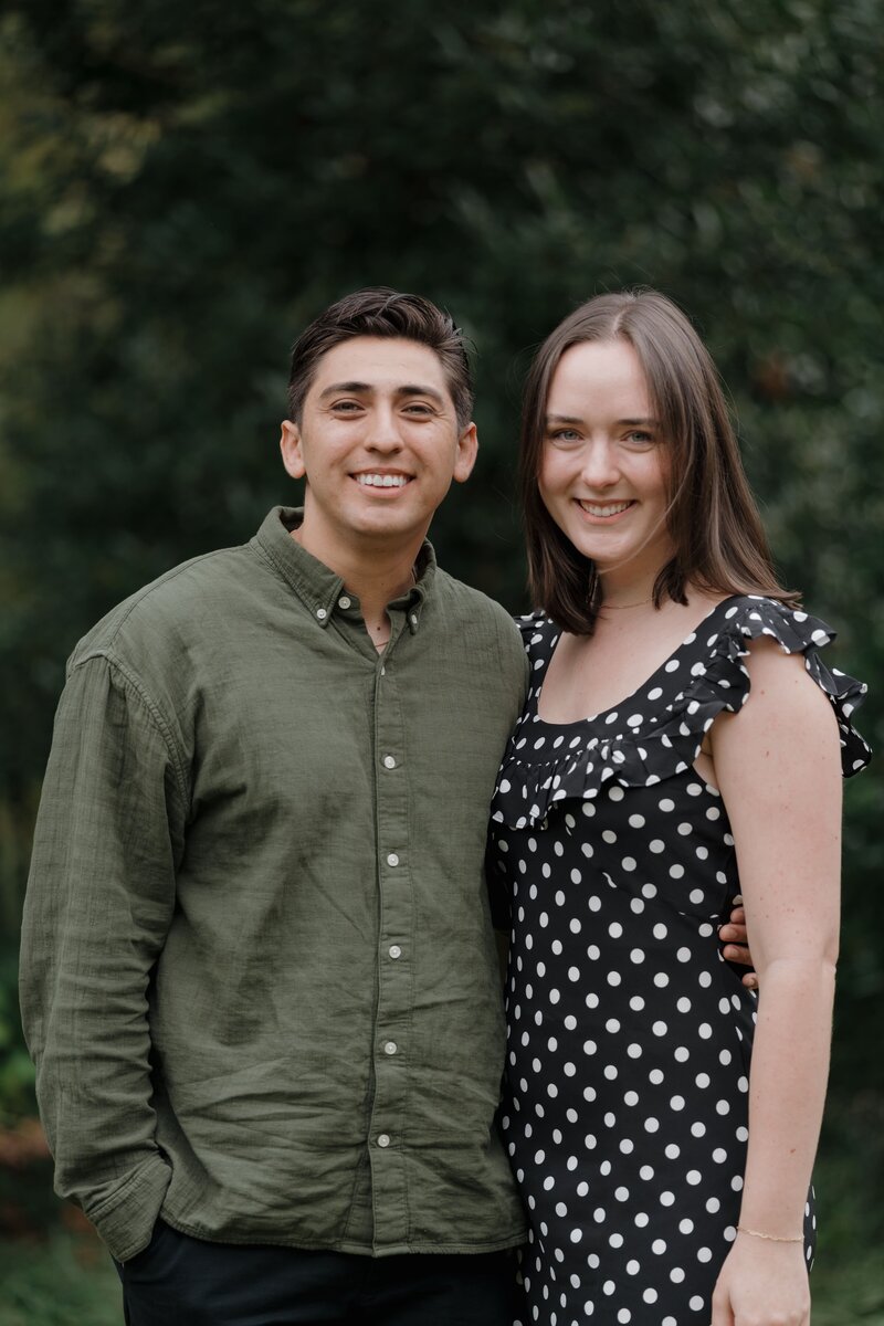 Couple smiling after the proposal in Marietta.