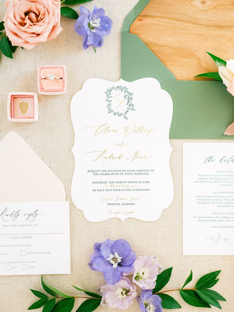 arizona_biltmore_wedding_invitations_gold_foil_wood_envelope_liner
