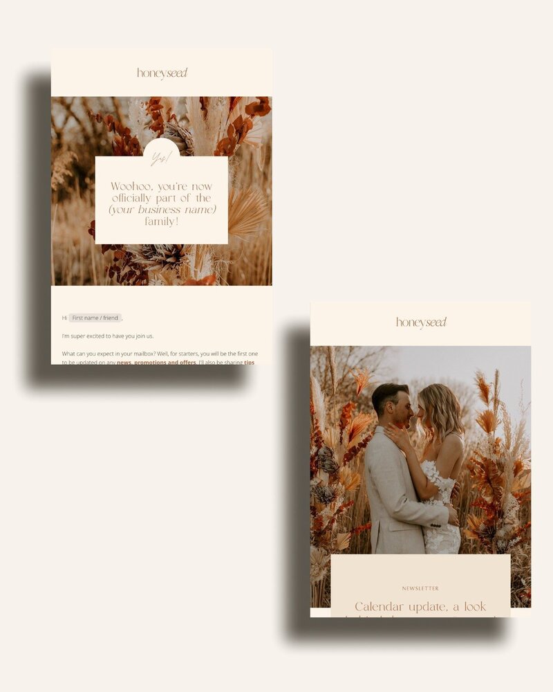 Boho Flodesk email templates for photographers Honey Seed 1