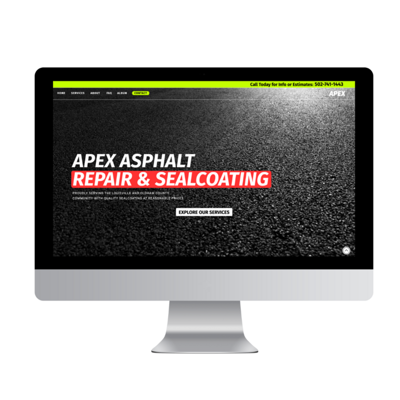 a picture of a desktop screen with a website built for an asphalt sealcoating business by So Good Designs