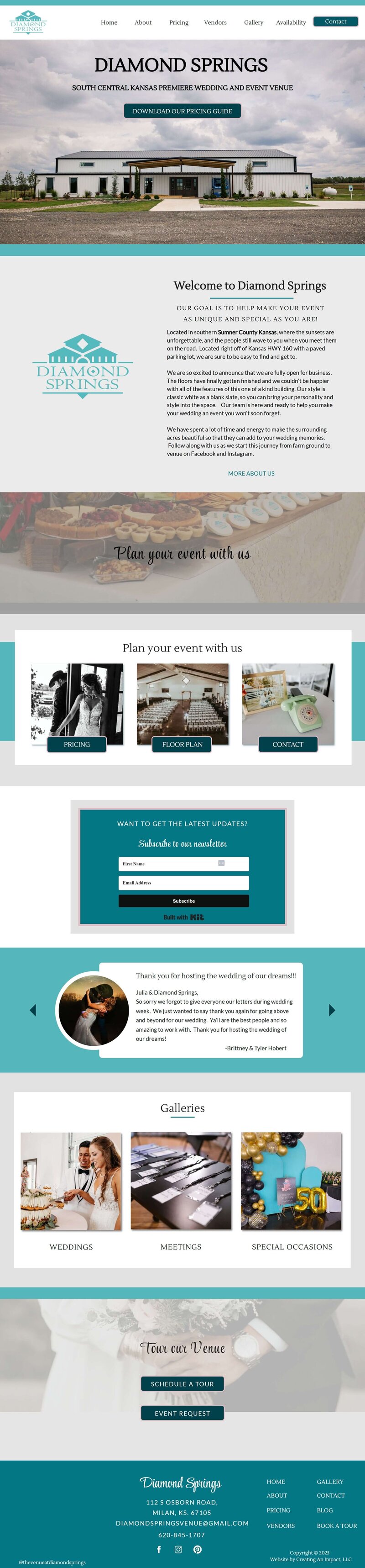 Diamond Springs above the fold homepage screenshot mockup on mac