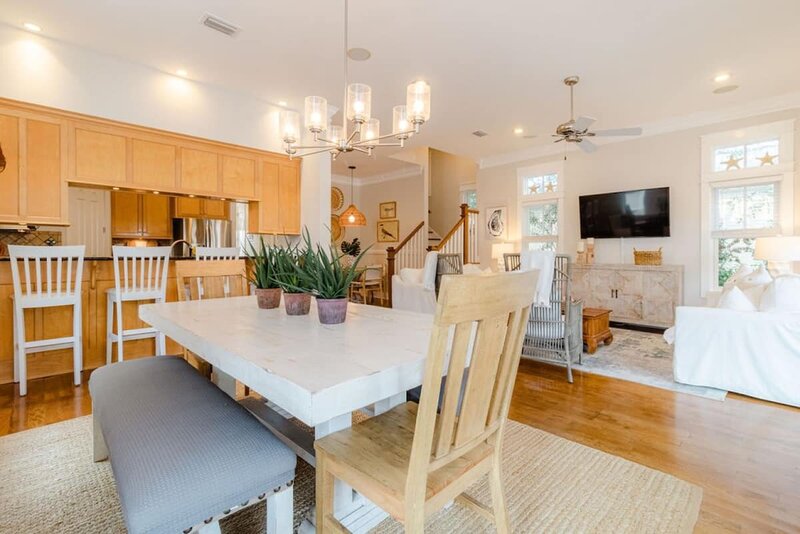 white dining table with bench