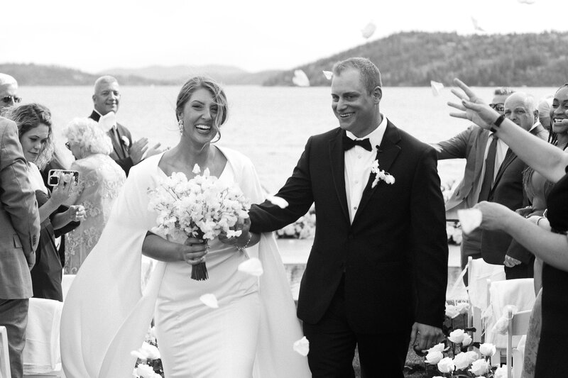 bride and groom on mountaintop