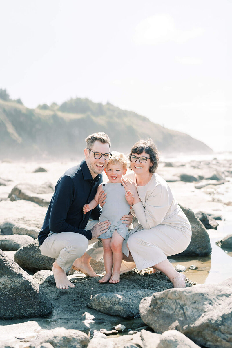 Family portrait on a beach in lincoln city, oregon