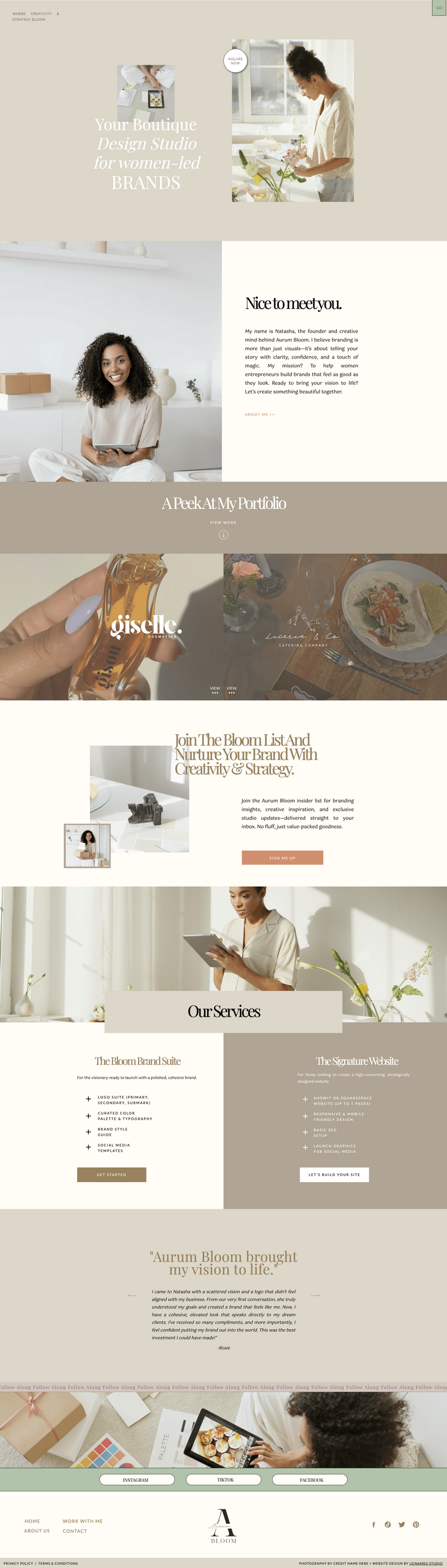 brand and website design for minimal creative design studio and boutique agency, women business owner and entrepreneur