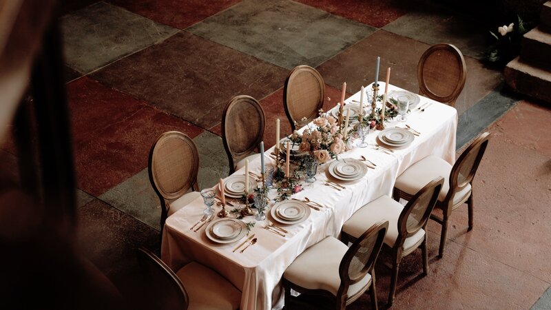 Elegant table at wedding in Indiana