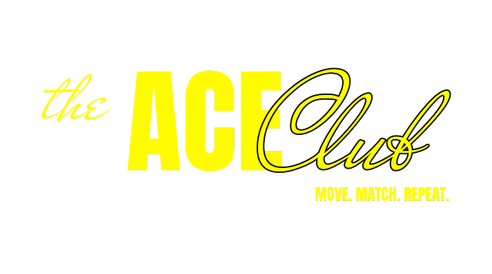 Logo horizontal de The Ace Club - tendance, énergique avec une pointe d'élégance pour représenter les valeurs de la marque.
