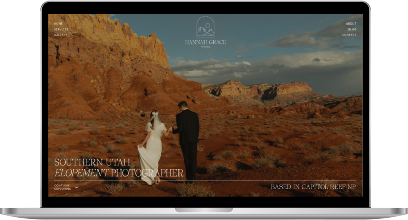 Custom website design for a photographer based in Utah computer mockup.
