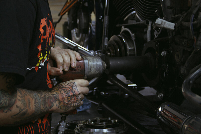 King City Choppers servicing a Harley Davidson