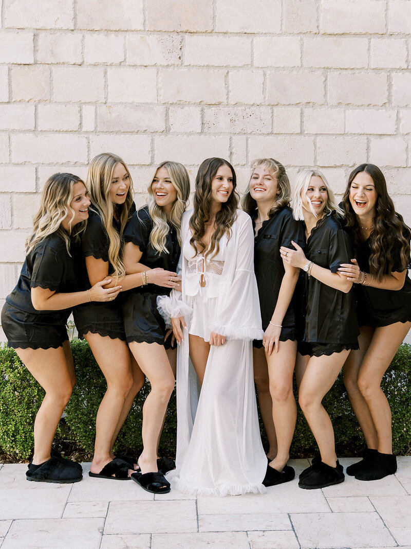 Bridesmaids and Bride Group Shot: "Bridal party fun in San Luis Obispo.