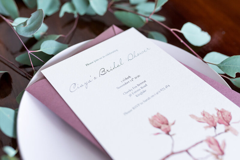 Pink magnolia bridal shower invitation